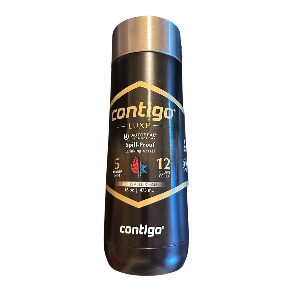 NEW Contigo Luxe Autoseal 16oz Travel Mug Stainless Steel Spill-Proof Black